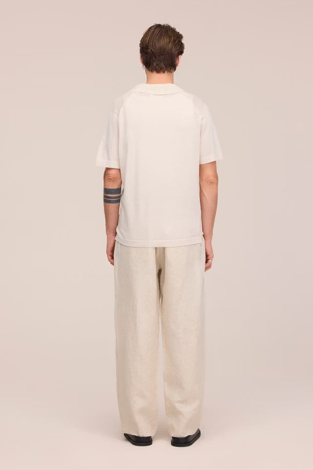 Ryan Knitted Linen Blend Polo Oat NN.07