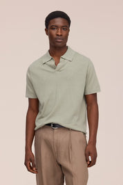 Ryan Knitted Linen Blend Polo Sage Green NN.07