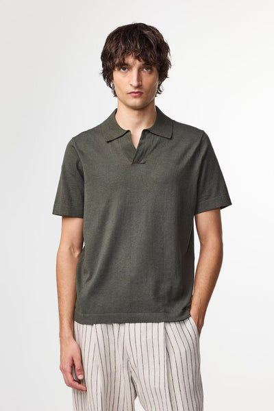 Ryan Knitted Linen Blend Polo - Croc Green | NN.07 – Q. Contrary