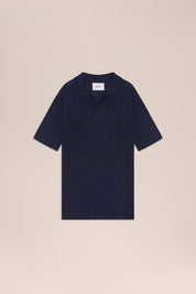 Ryan Knitted Linen Blend Polo Navy NN.07