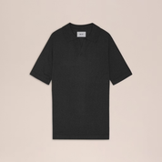 Ryan Knitted Linen Blend Polo Black NN.07