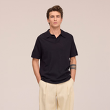 Ryan Knitted Linen Blend Polo - Black | NN.07