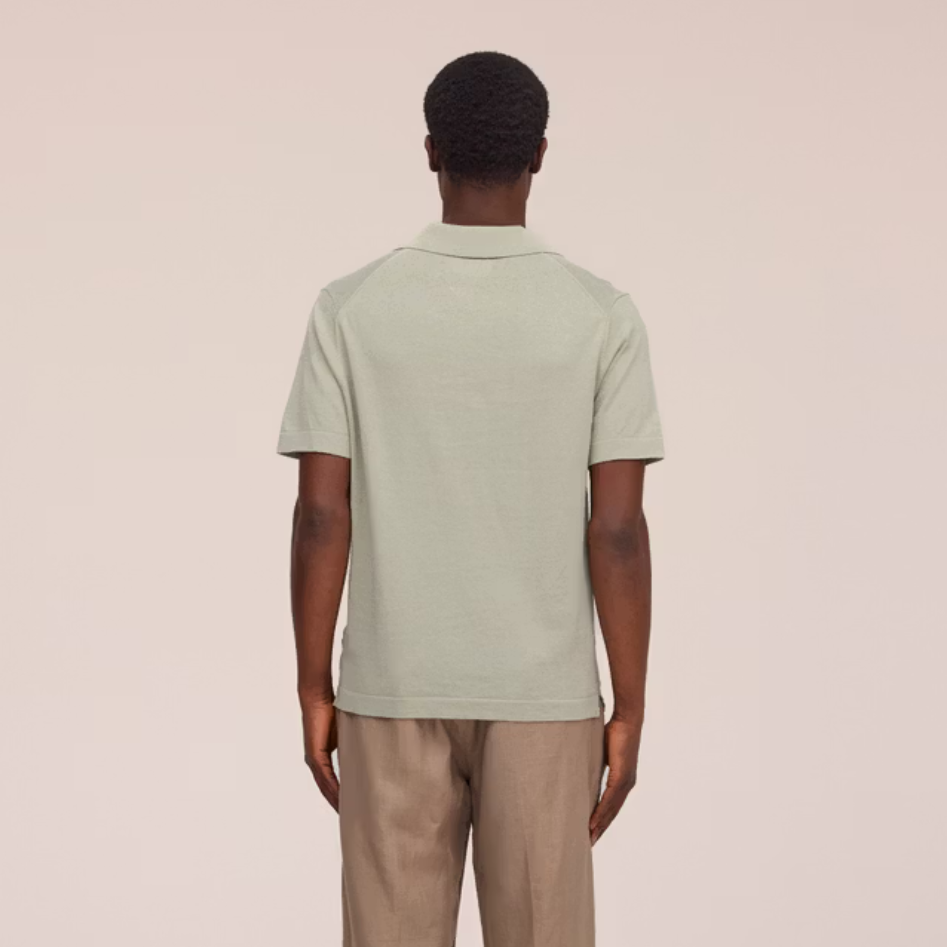Ryan Knitted Linen Blend Polo Sage Green NN.07