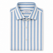 Blue White Wide Stripe Dress Shirt Sannino Napoli Shirtmaker