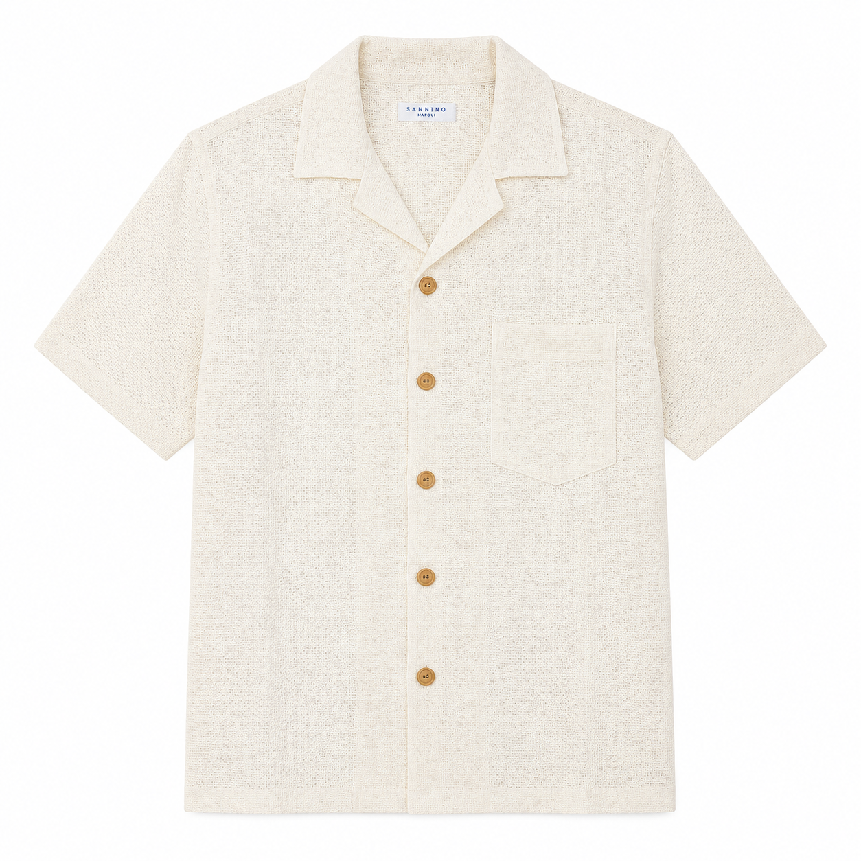Sannino Crochet Camp Shirt Cream 