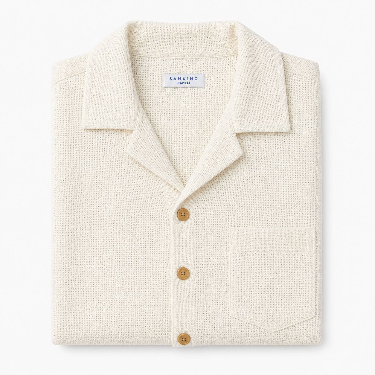Sannino Crochet Camp Shirt Cream 