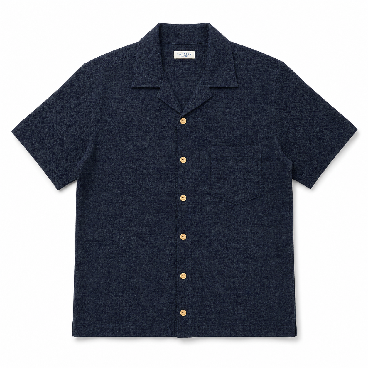 Sannino Crochet Camp Shirt Navy 