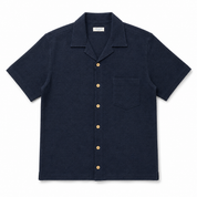 Sannino Crochet Camp Shirt Navy 