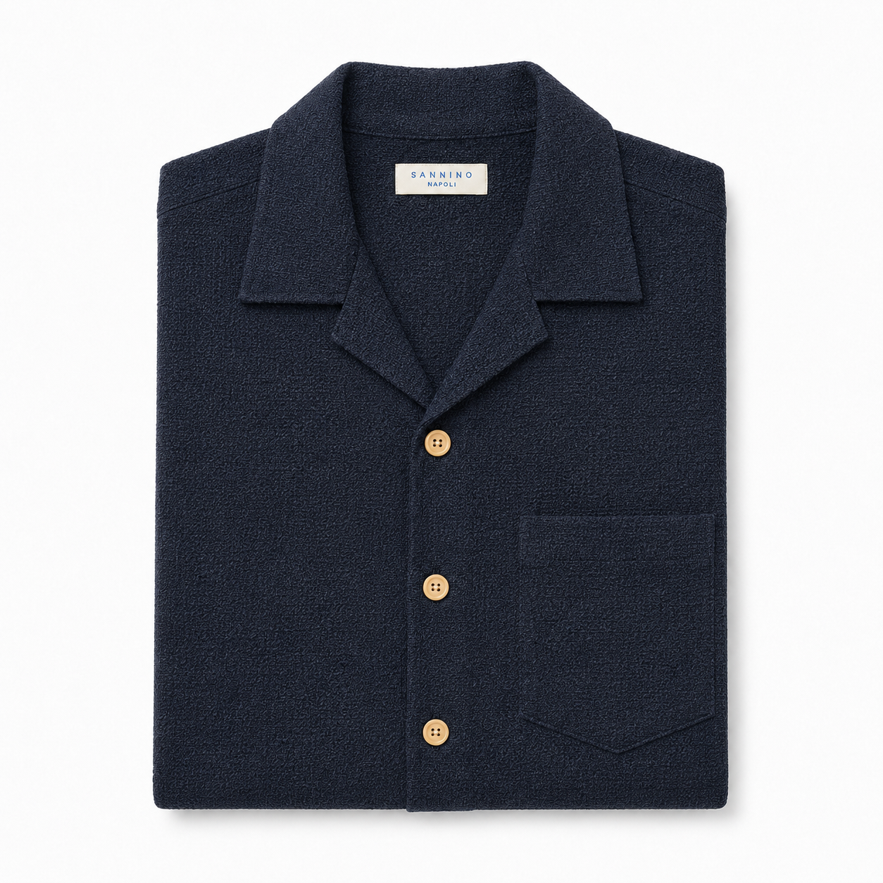 Sannino Crochet Camp Shirt Navy 
