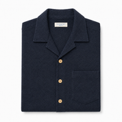 Sannino Crochet Camp Shirt Navy 