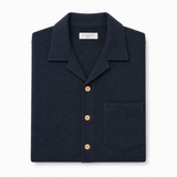 Crochet Camp Shirt - Navy | Sannino Napoli Shirtmaker