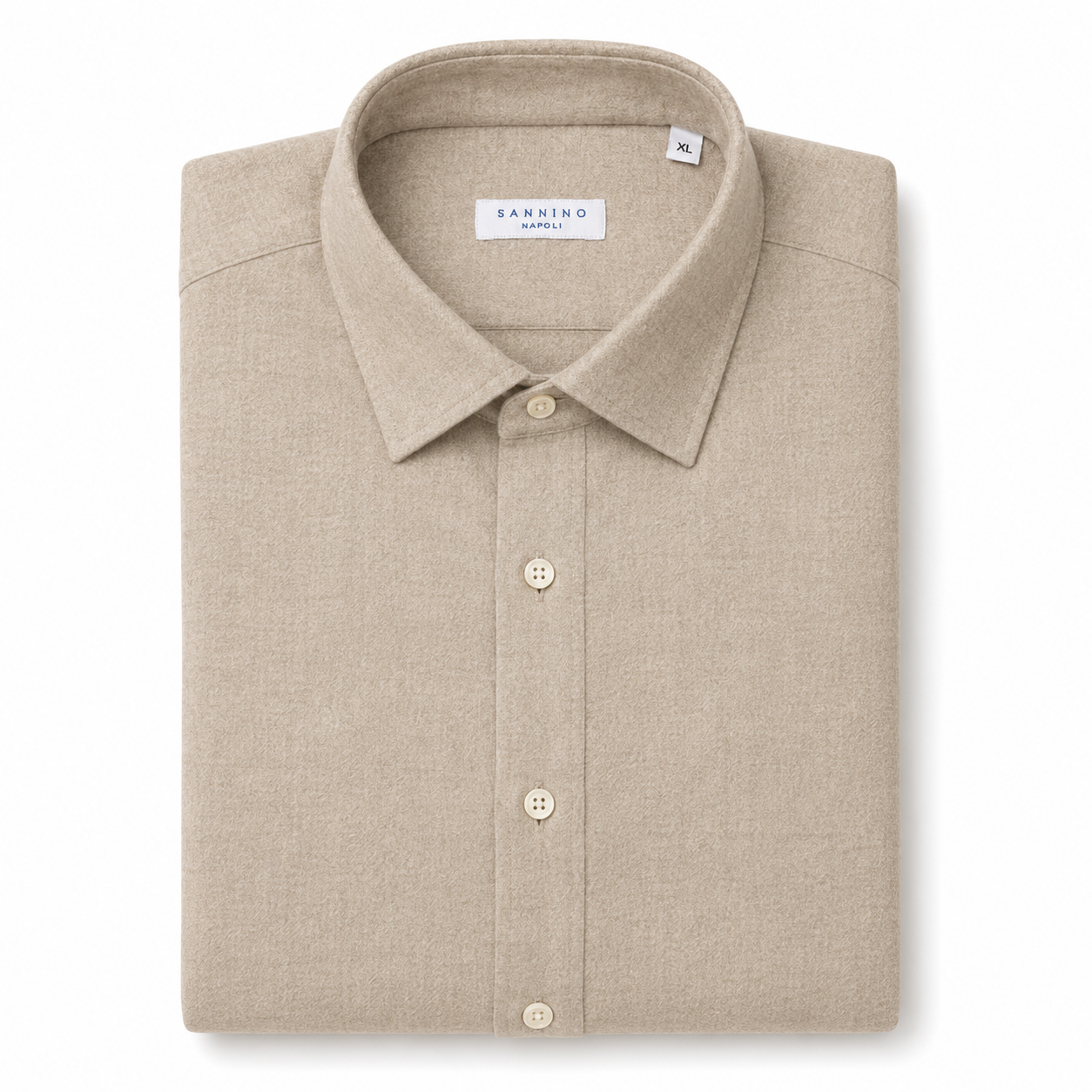 Tan Cotton Sannino Napoli Shirtmaker Men's Shirt