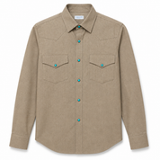 Sannino Tan Denim Shirt with Turquoise Snaps 
