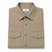 Sannino Tan Denim Shirt with Turquoise Snaps 