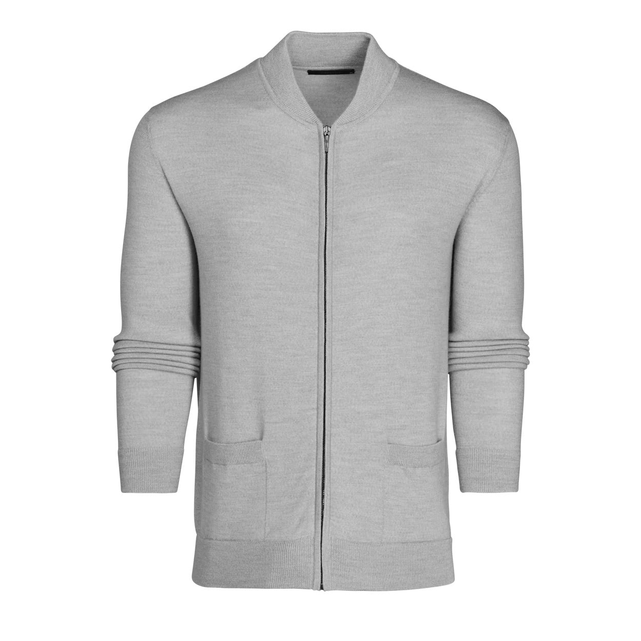 Saratoga Full Zip Sweater Light Grey Heather Greyson Clothiers 