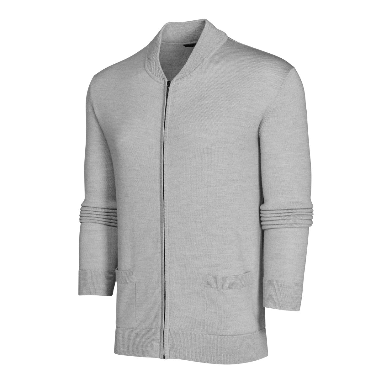 Saratoga Full Zip Sweater Light Grey Heather Greyson Clothiers 