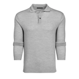 Saratoga Long Sleeve Polo Sweater- Light Grey Heather | Greyson Clothiers