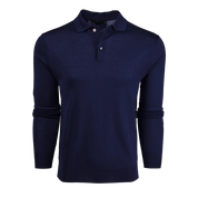 Saratoga Long Sleeve Sweater Polo Maltese Blue Greyson Clothiers