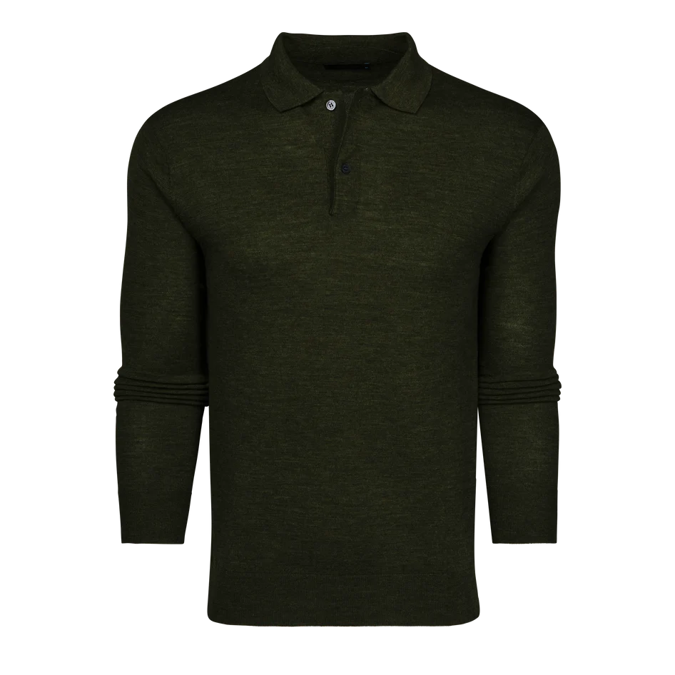 Saratoga Long Sleeve Sweater Polo Midnight Camp Greyson Clothiers