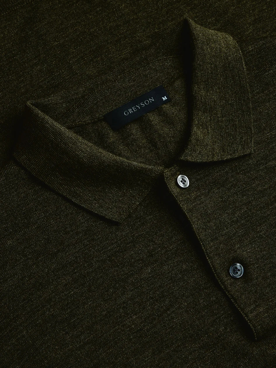 Saratoga Long Sleeve Sweater Polo Midnight Camp Greyson Clothiers