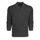 Saratoga Waffle Stitch Sweater Polo - Dark Grey Heather | Greyson Clothiers
