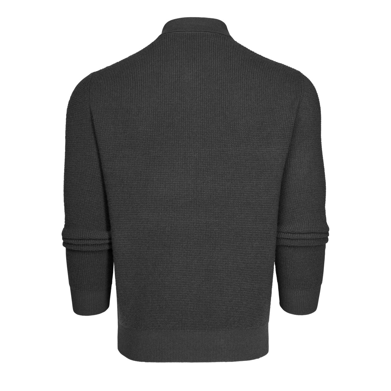 Saratoga Waffle Stitch Sweater Polo Dark Grey Heather Greyson Clothiers back