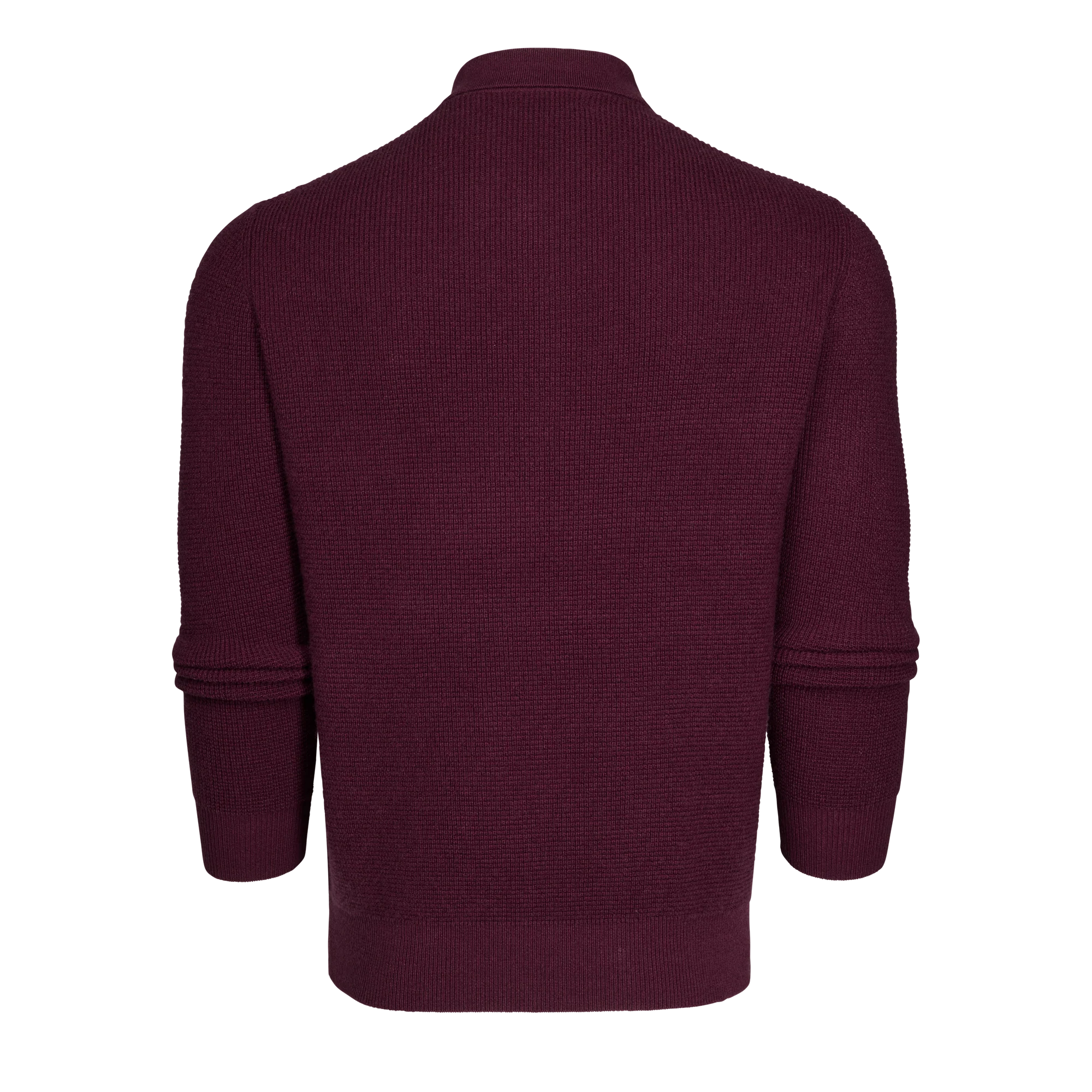 Saratoga Waffle Stitch Sweater Polo Merlot Greyson Clothiers back