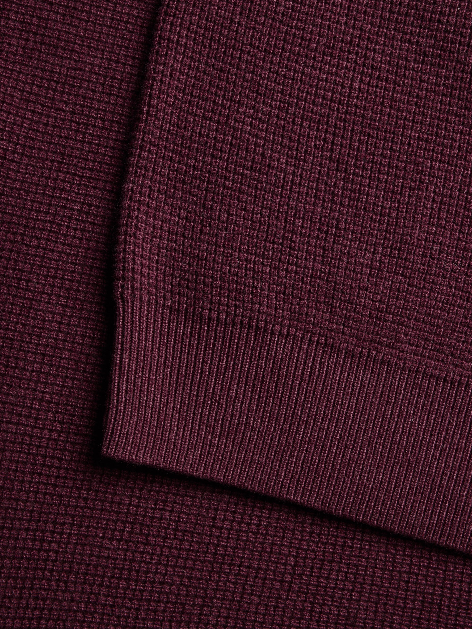 Saratoga Waffle Stitch Sweater Polo Merlot Greyson Clothiers hem