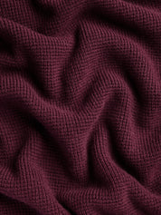 Saratoga Waffle Stitch Sweater Polo Merlot Greyson Clothiers fabric