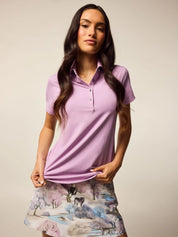 Scarlett Classic Crowly Collar Short Sleeve Polo Wisteria Greyson Clothiers Front