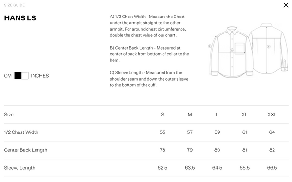 NN07 Size Guide