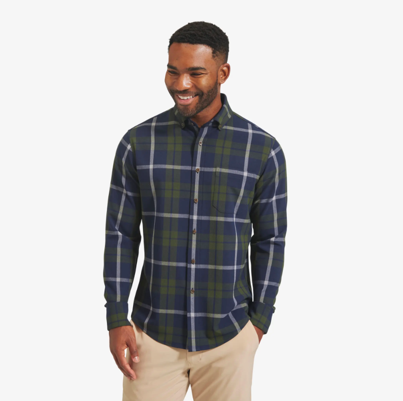 City Flannel Olive Navy Large Plaid Mizzen + Main