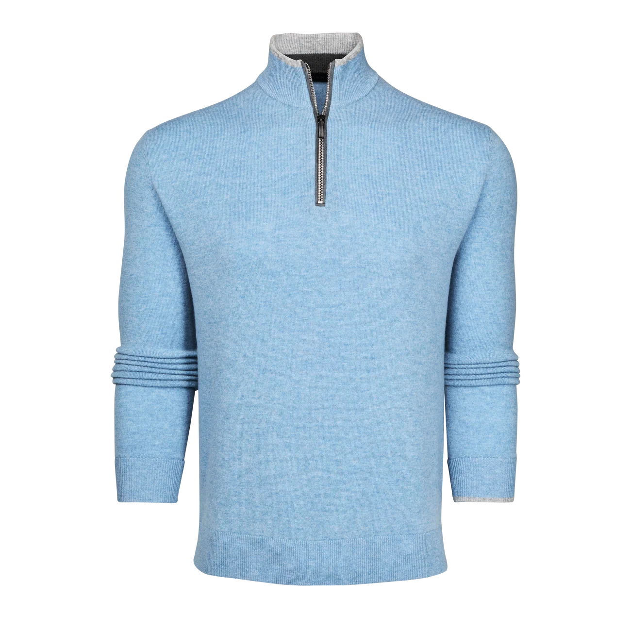 Front view of the Sebonack Quarter-Zip Sweater in Wolf Blue