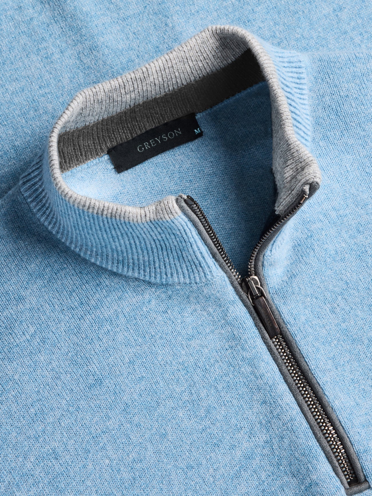 Sebonack Quarter-Zip Sweater Wolf Blue Greyson Clothiers neck