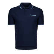 Seneca Short Sleeve Sweater Polo Maltese Blue Greyson Clothiers