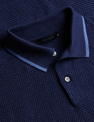 Seneca Short Sleeve Sweater Polo Maltese Blue Greyson Clothiers