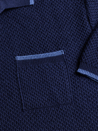 Seneca Short Sleeve Sweater Polo Maltese Blue Greyson Clothiers