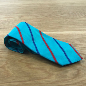 Silk Striped Tie Aqua