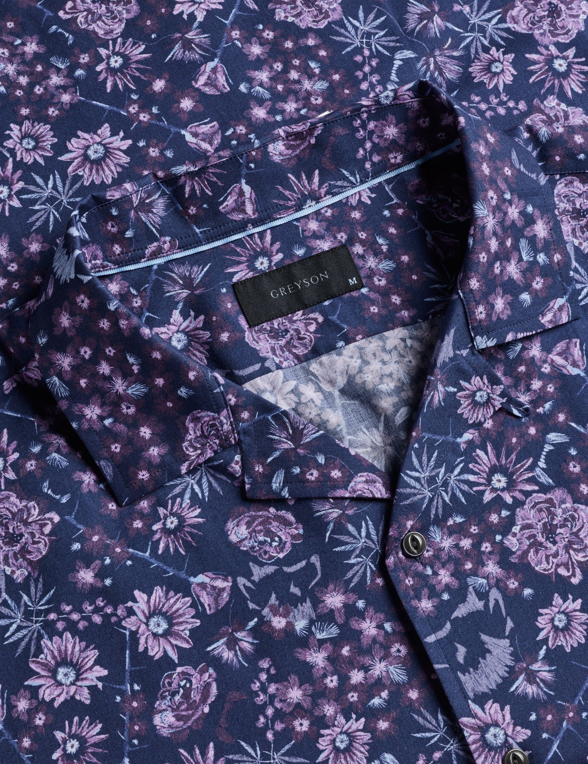 Silver Fang Lincoln Camp Collar Shirt Maltese Blue Greyson Clothiers