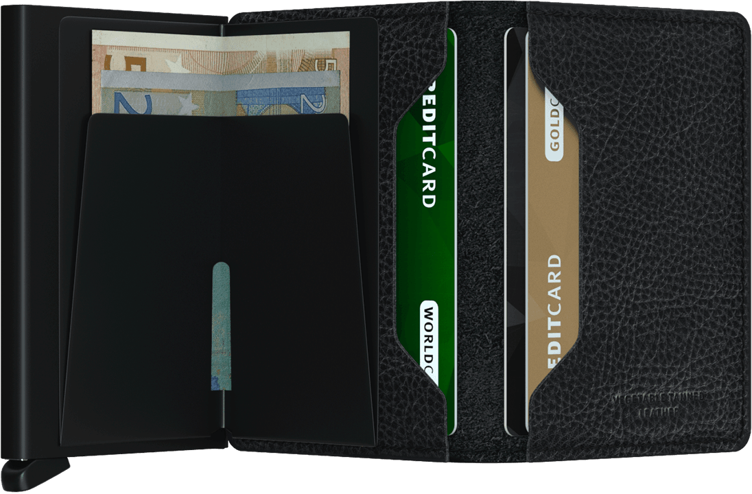 Slimwallet Vegetable Tanned Black Secrid Wallets Open