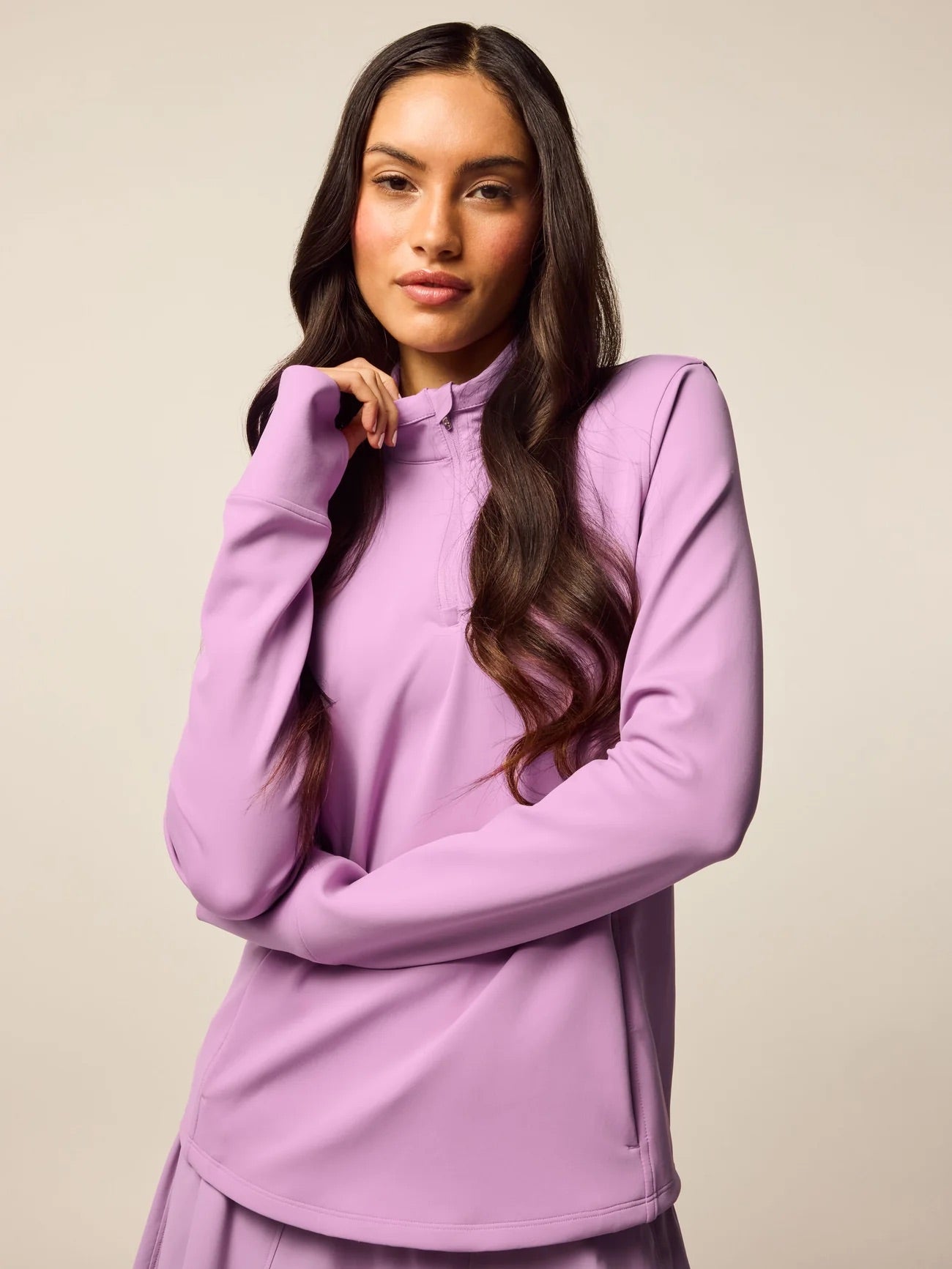 Soleil Long Sleeve Quarter Zip Wisteria Greyson Clothiers Front