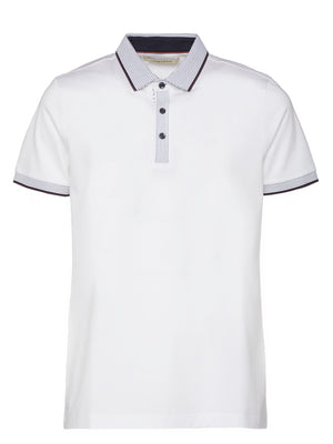 White Fancy Short Sleeve Polo  | Lorenzoni - Q. Contrary