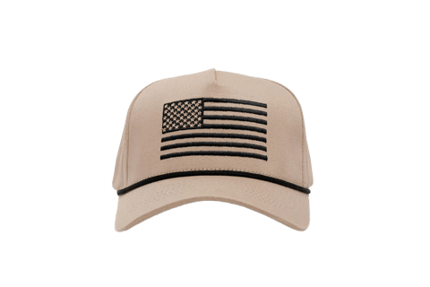 ThreeTone American Flag Hat in Tan
