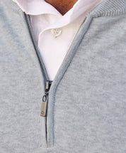 The Skipper Quarter Zip Heather Grey David Donahue