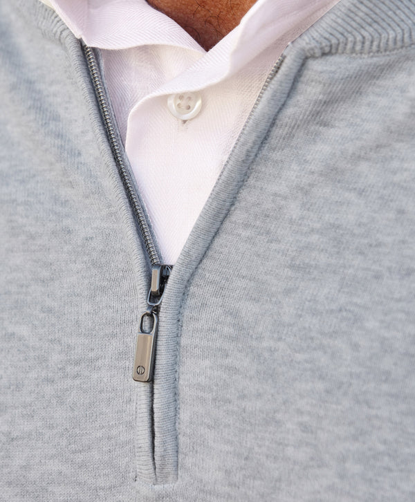 The Skipper Quarter Zip Heather Grey David Donahue