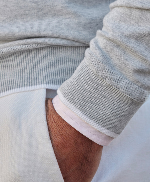 The Skipper Quarter Zip Heather Grey David Donahue