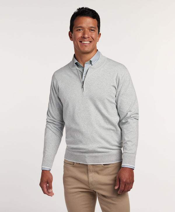 The Skipper Quarter Zip Heather Grey David Donahue