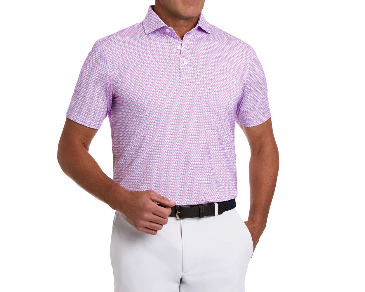 The Justice Polo Shirt Horizon Blue & Cabernet Holderness & Bourne