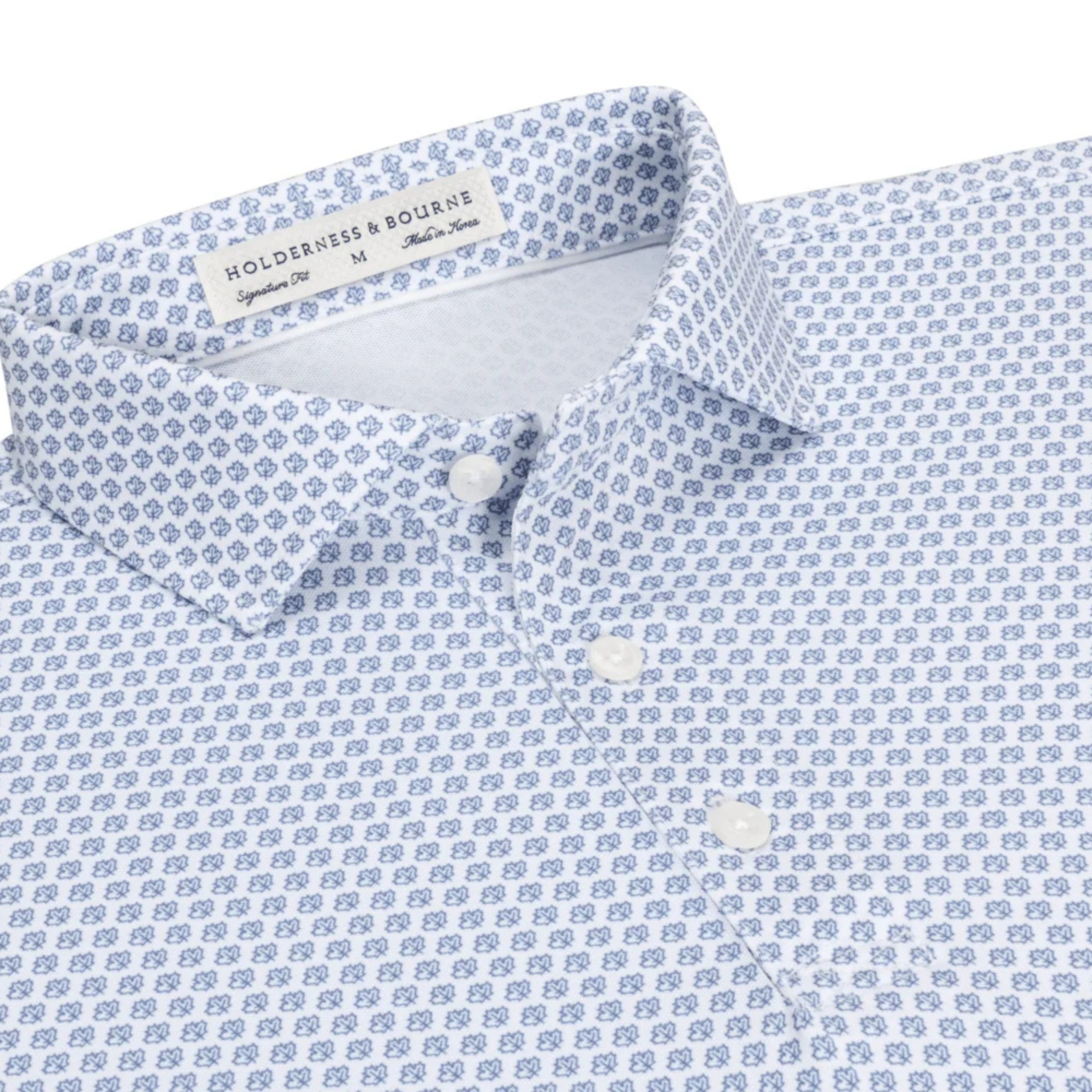 The Lafayette Shirt White & Pacific Blue Holderness & Bourne