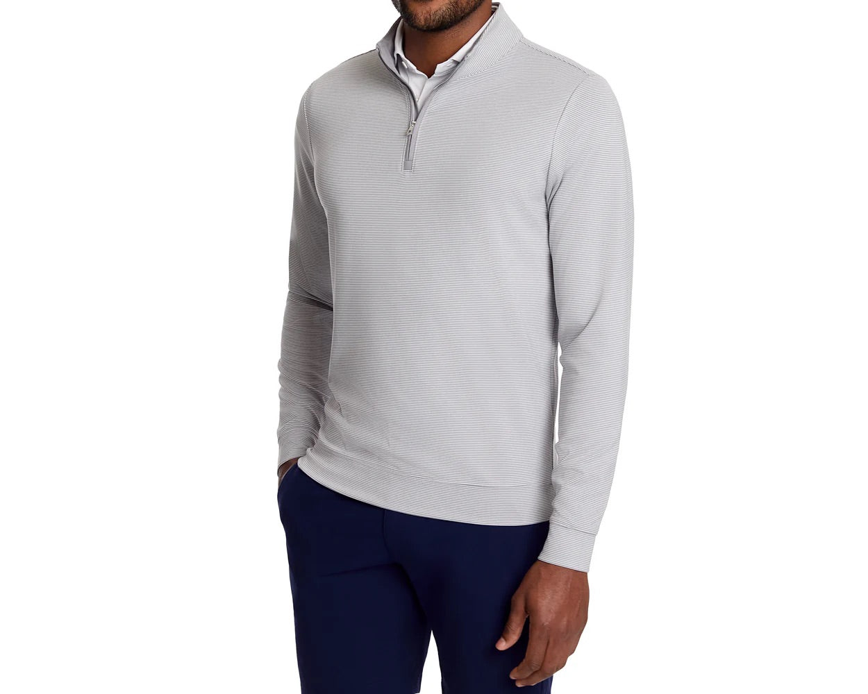 The Sherwood Quarter-Zip in Gray & White